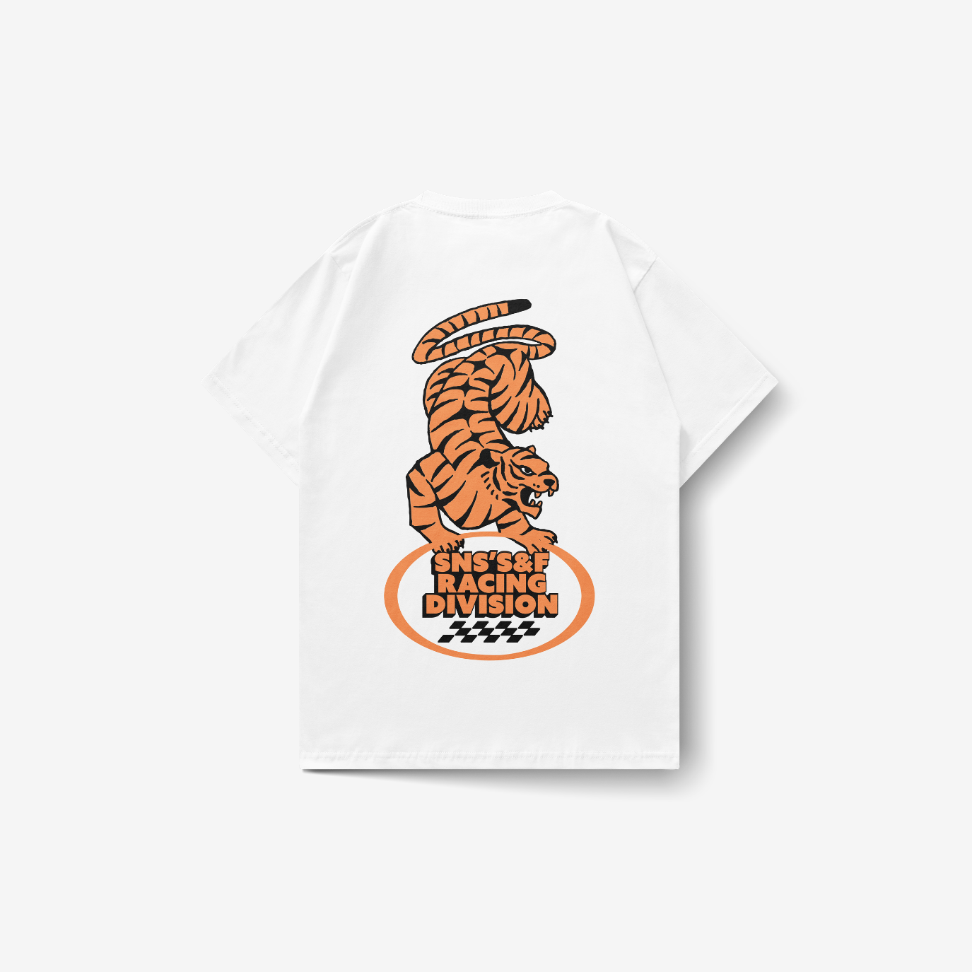 Playera blanca Tiger Racing — Sn's & F — Frente