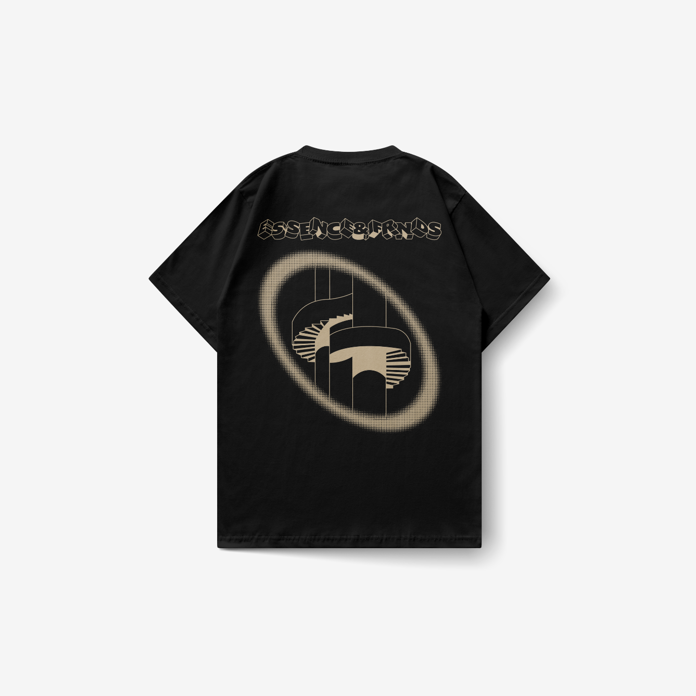 Playera negra Brutalist Loop — Sn's & F — Frente